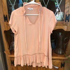 Medium Ro & De pale pink sheer peasant style top